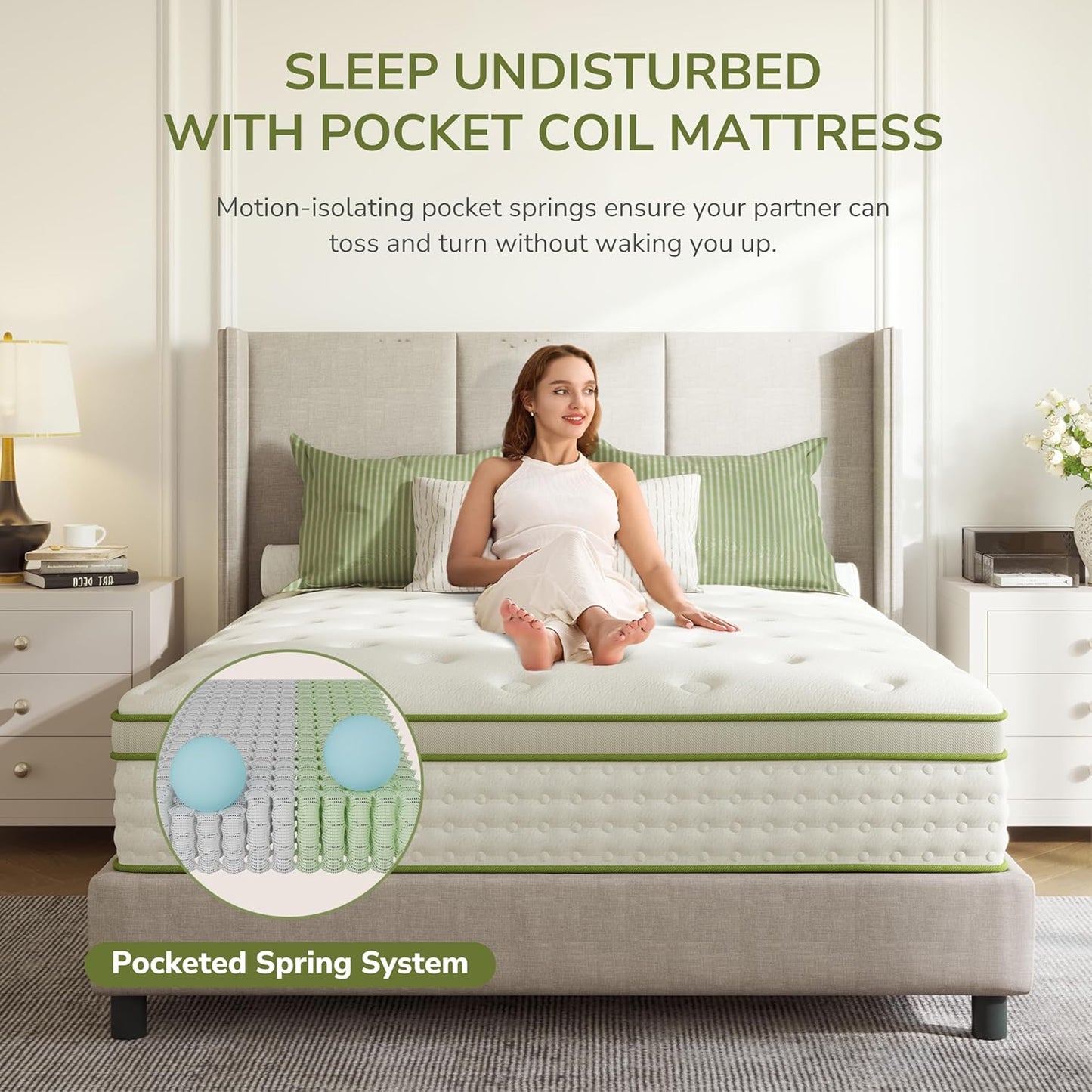 Queen Mattress 10 Inch Hybrid Memory Foam Mattress in a Box with Individual Pocket Innerspring for Motion Isolation & Pressure Relief, Edge Support, Medium Firm