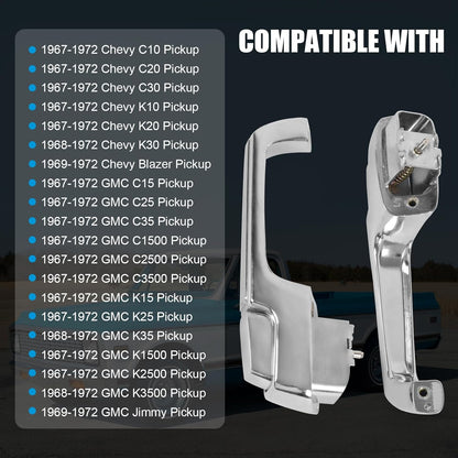 DICMIC Front Driver & Passenger Side Exterior Door Handle Compatible with 1967-1972 Chevrolet C/K 10 20 30 GMC C/K 15 25 35 1500 2500 3500 Blazer Jimmy Pickup Replace# 3927895, 3927899