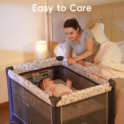 PAMO BABE Pack and Play with Bassinet - Portable Baby Playard
