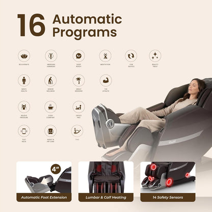 Osaki 2026 4D AI Solo Flex Full Body Massage Chair with Intelligent Health Detection, Walking Technology, SL-Track System, Zero Gravity Reclining, Touchscreen Controller, Auto Body Scan (Brown)