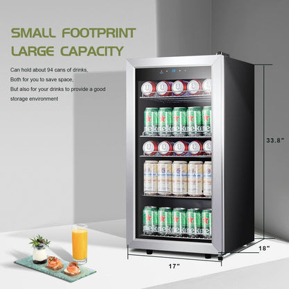 Kalamera Mini Beverage Fridge Refrigerator- 120 Cans Freestanding Drink Cooler - for Soda, Water, Beer or Wine with White LED Light