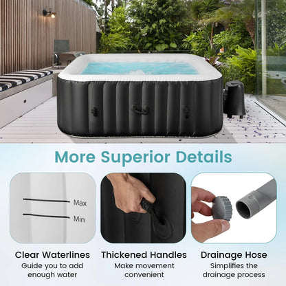 Inflatable Hot Tub, Blowup Pool Hottub, Portable Outdoor Water SPA