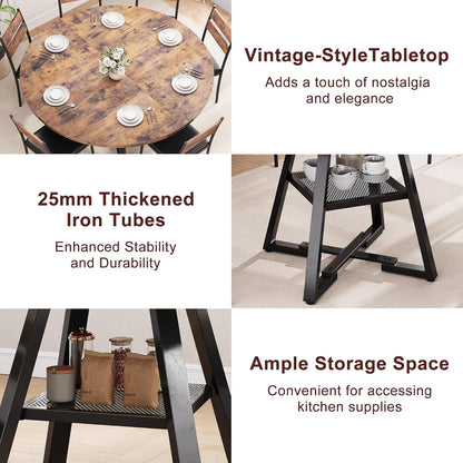 Jocoevol 51'' Round Dining Table for 6,Kitchen Dining Room Circle Dinner Pedestal Table,Space Saving Wood Kitchen & Dining Room Furniture (Vintage, 51In)