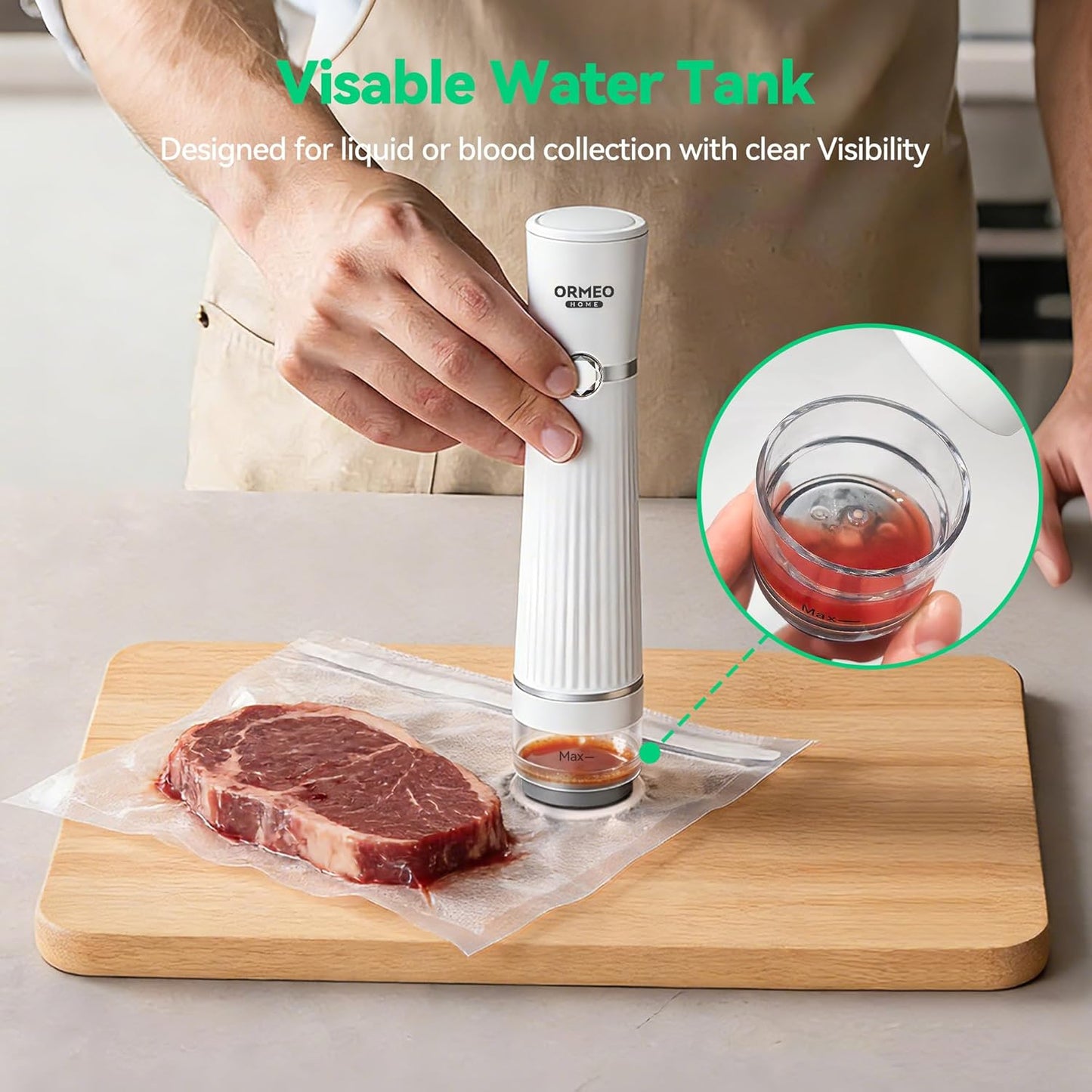 Compact Vacuum Sealer for Food, ORMEO HOME Powerful Handheld Vacuum Sealer Machine, Seal Meal Saver, Portable Food Sealer (Vacuum Sealer Machine + 30 Reusable Vacuum Bags)