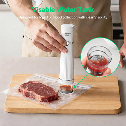 Compact Vacuum Sealer for Food, ORMEO HOME Powerful Handheld Vacuum Sealer Machine, Seal Meal Saver, Portable Food Sealer (Vacuum Sealer Machine + 30 Reusable Vacuum Bags)
