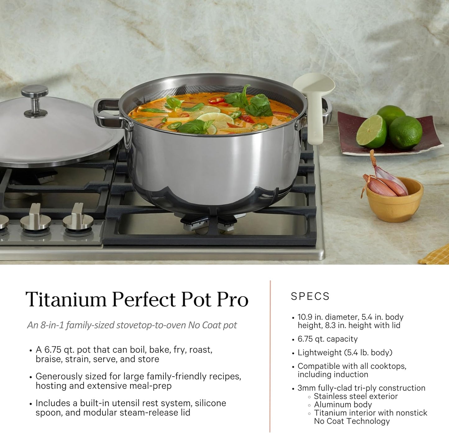 Our Place Titanium Pro Cookware Set | 10-Piece Pots and Pans Set with Always Pan Pro, Perfect Pot Pro & Minis | Non-Toxic No-Coating Nonstick | Induction & Oven-Safe up to 1000°F | Chrome