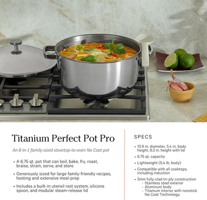 Our Place Titanium Pro Cookware Set | 10-Piece Pots and Pans Set with Always Pan Pro, Perfect Pot Pro & Minis | Non-Toxic No-Coating Nonstick | Induction & Oven-Safe up to 1000°F | Chrome