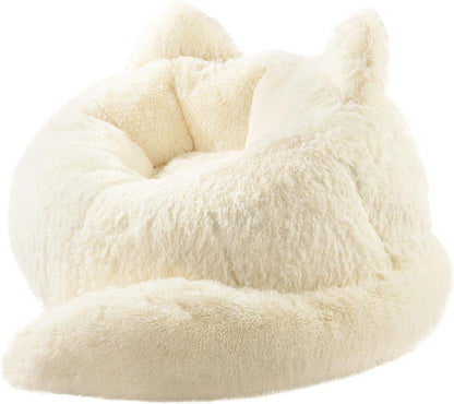 Achicsofar Bean Bag Chair for Adults Teens Giant Faux Fur Bean Bag Chairs with Filler Fluffy Plush Cat Shaped Beanbag Couch Comfy Accent Floor Sofa for Gaming, Reading in Living Room, Bedroom, Dorm