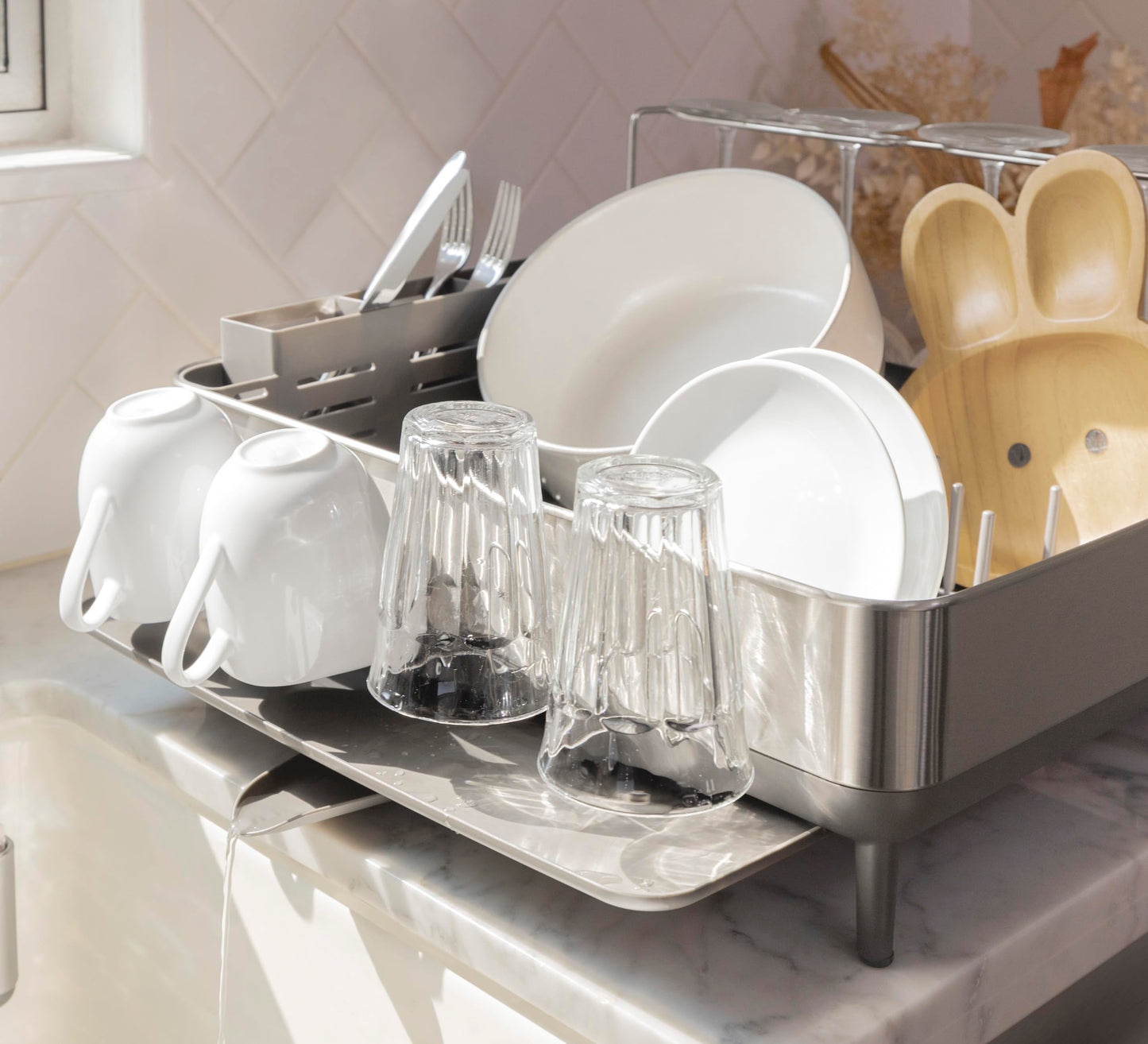 SIMPLEHUMAN Large Capacity Dish Drying Rack - Stainless Steel