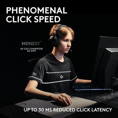 Logitech PRO X2 SUPERSTRIKE Lightspeed Wireless Gaming Mouse, Ultra-Fast Performance, Ultra Lightweight (61 g), Customizable Click Haptics, USB-C Charging, for PC/Mac/Laptop - White