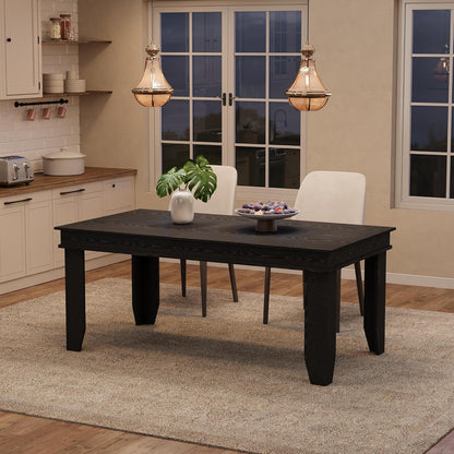 GarveeHome Farmhouse Dining Table for 6-8 People, 71 in Long Kitchen Tables with Wooden Sturdy Frame, 6 ft Large Rectangular Dinner Table for Dining Room, Kitchen, Black, 63" Non-extendable