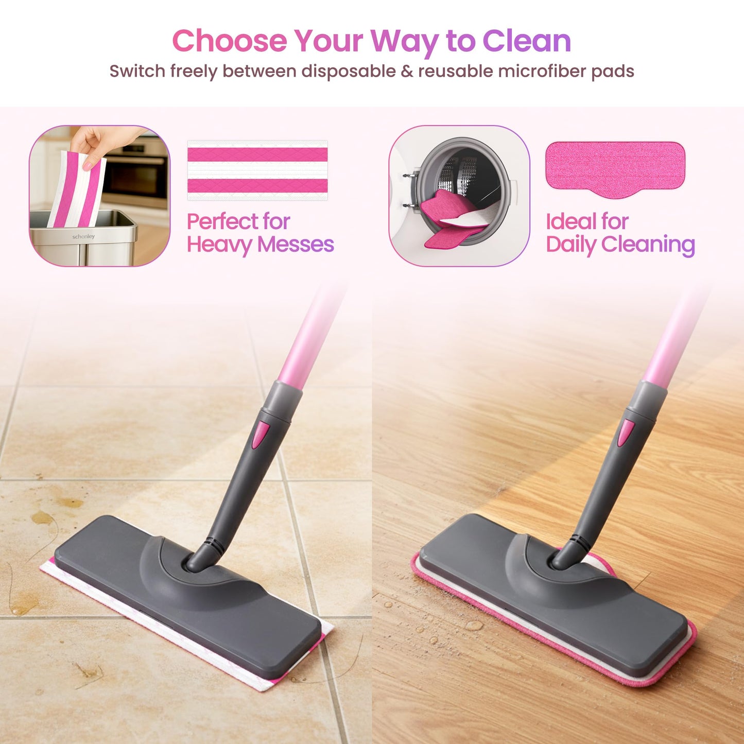 SCHENLEY 19-in-1 Steam Mop with Detachable Handheld Steamer