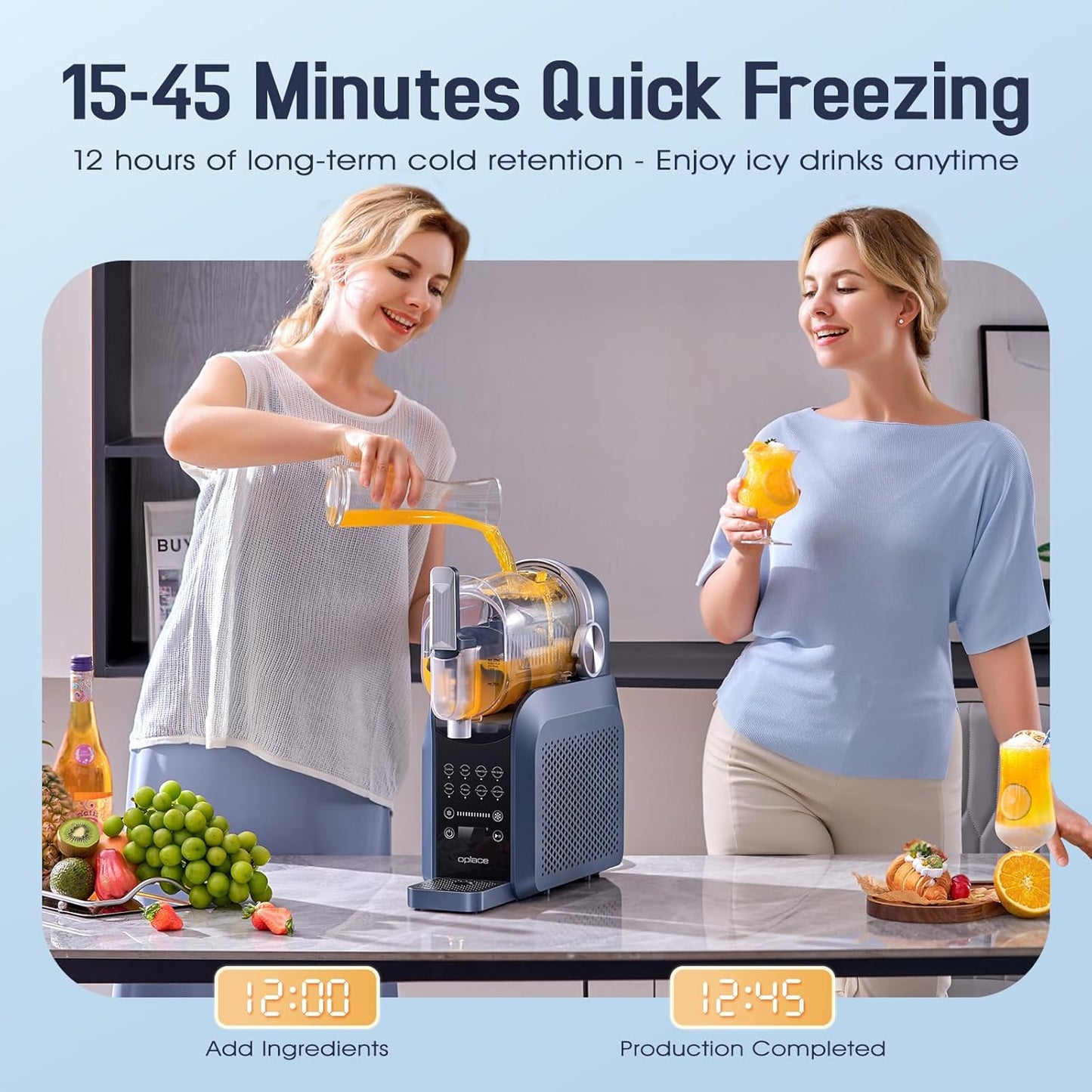 7-in-1 Slushie Machine for Home(88oz.),Countertop Slushy Maker with No Ice Needed, Auto-Clean,Frozen Drink,Margarita, Cocktail,Daiquiri,Frappe,Milkshake,and More Slush Smoothie(Blue)