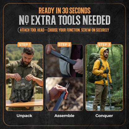PRIME ADVENTURE 15-in-1 Tactical Survival Walking Stick & Hiking Staff