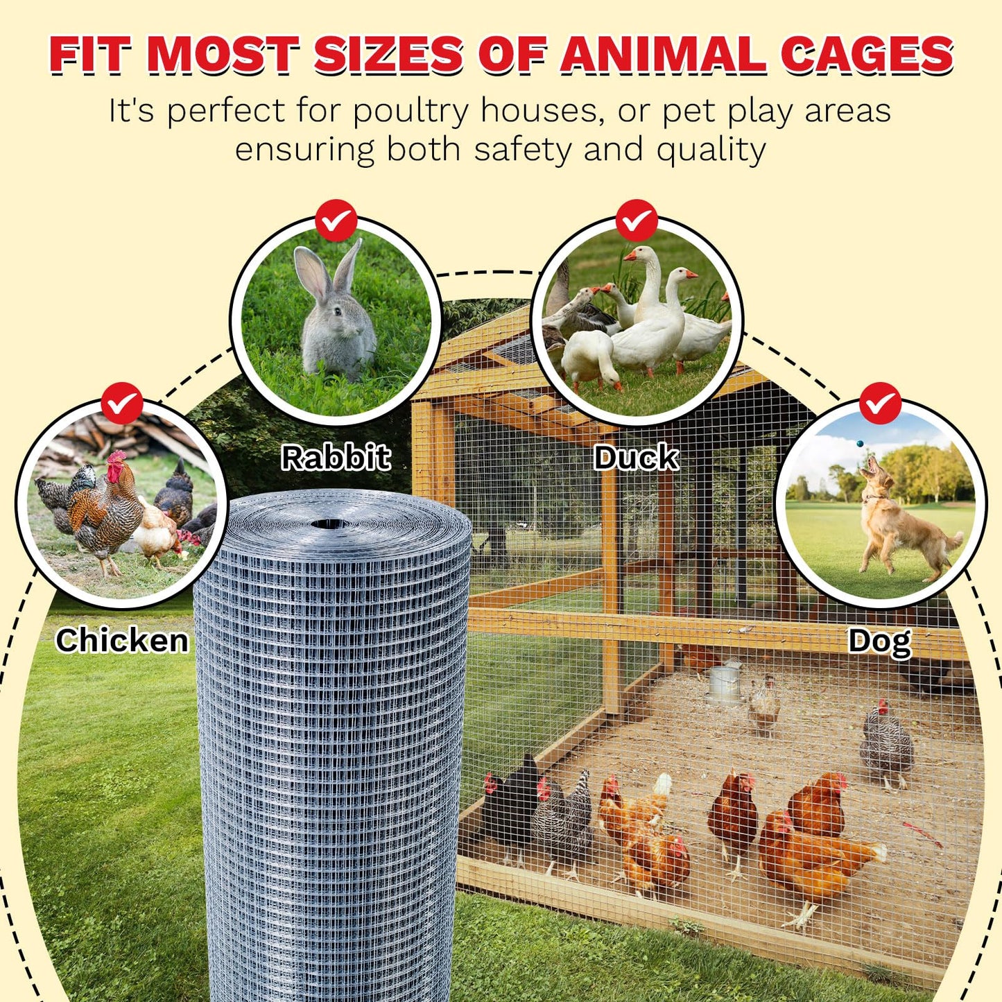 SANZEUS Hardware Cloth 1/2" 48"x100' 19 Gauge Chicken Wire