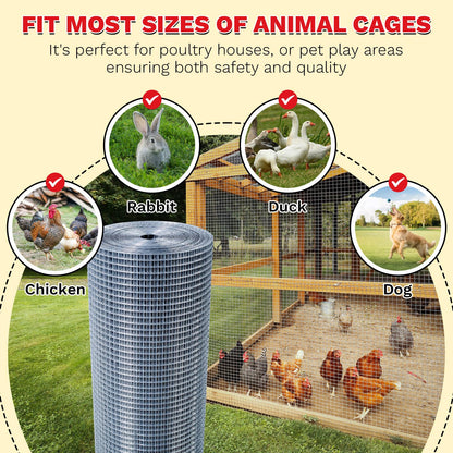 SANZEUS Hardware Cloth 1/2" 48"x100' 19 Gauge Chicken Wire