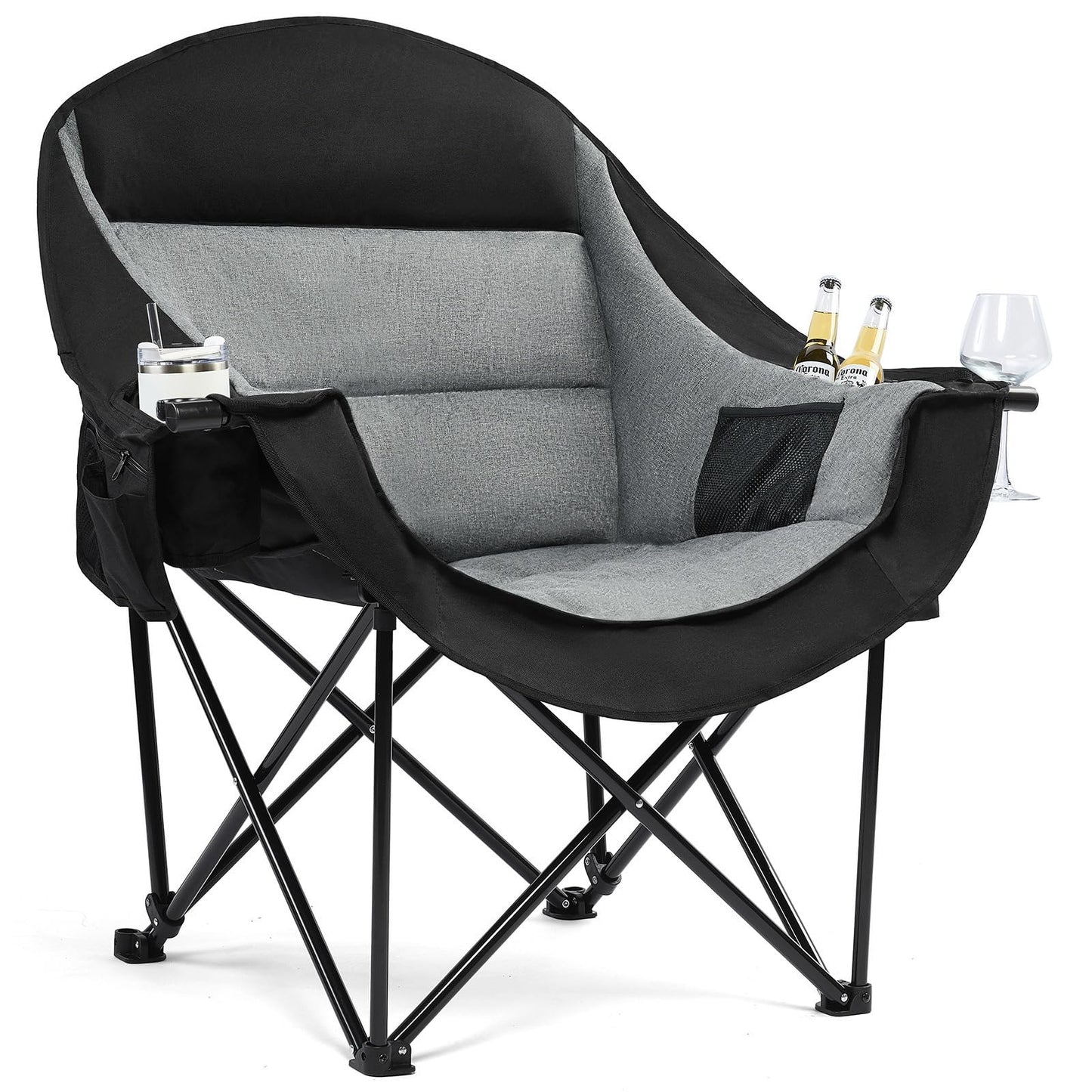 PUVASIA Oversized Camping Chair - Heavy Duty Padded Lawn Chair