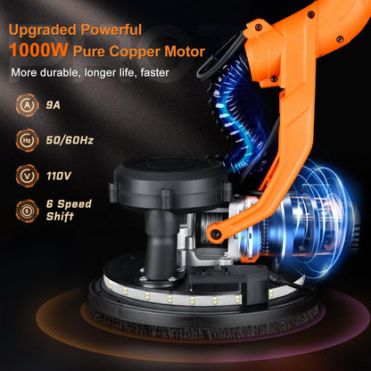 PROTMEX Drywall Sander 1000W with Vacuum & LED Light