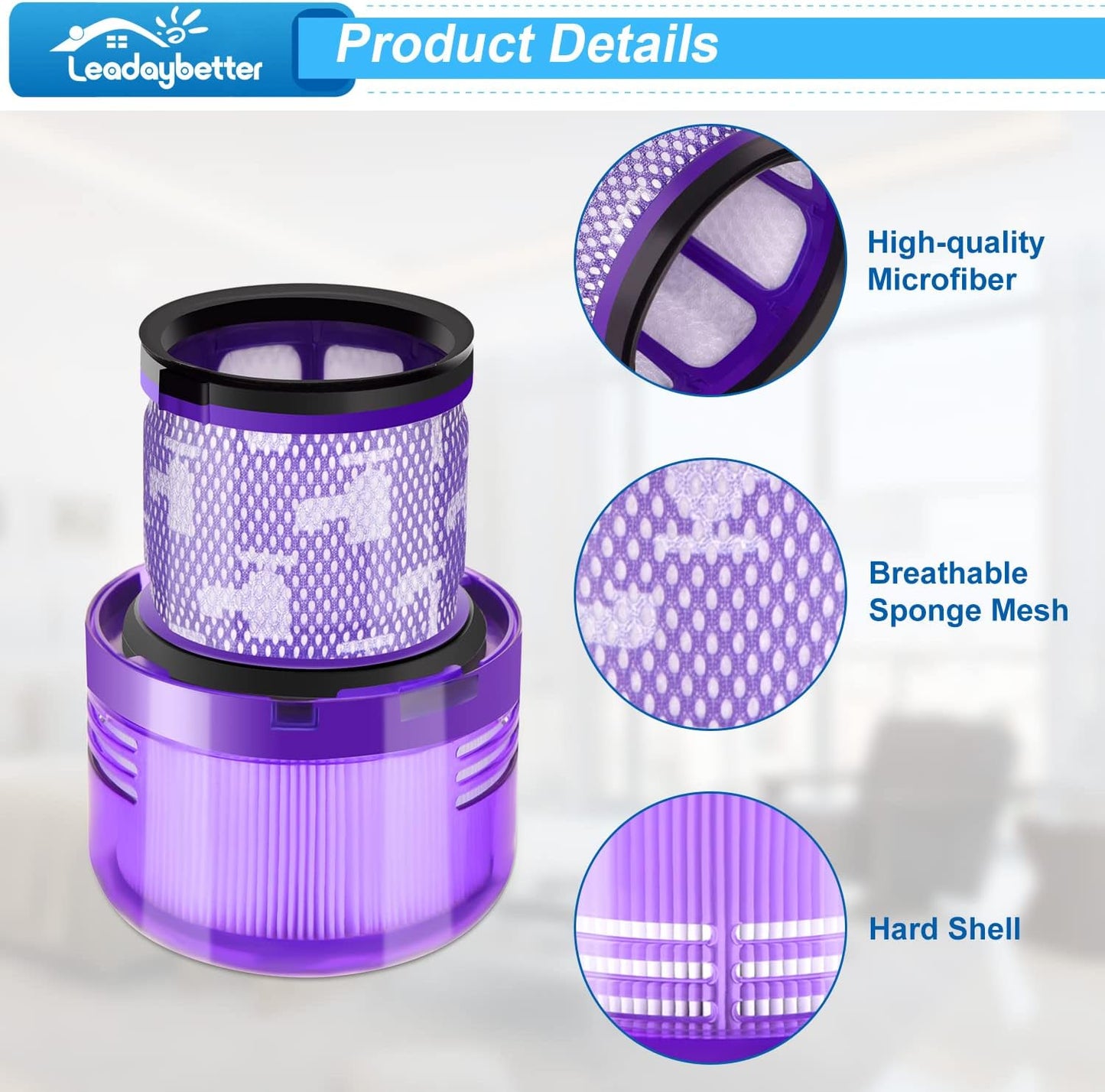 Leadaybetter Filter Replacement Compatible with Dyson V11 V15 SV14 SV15 SV17 SV28 Animal Extra Torque Drive Complete, SV22 SV47 Detect Submarine Vacuum, Compare to Part 970013-02