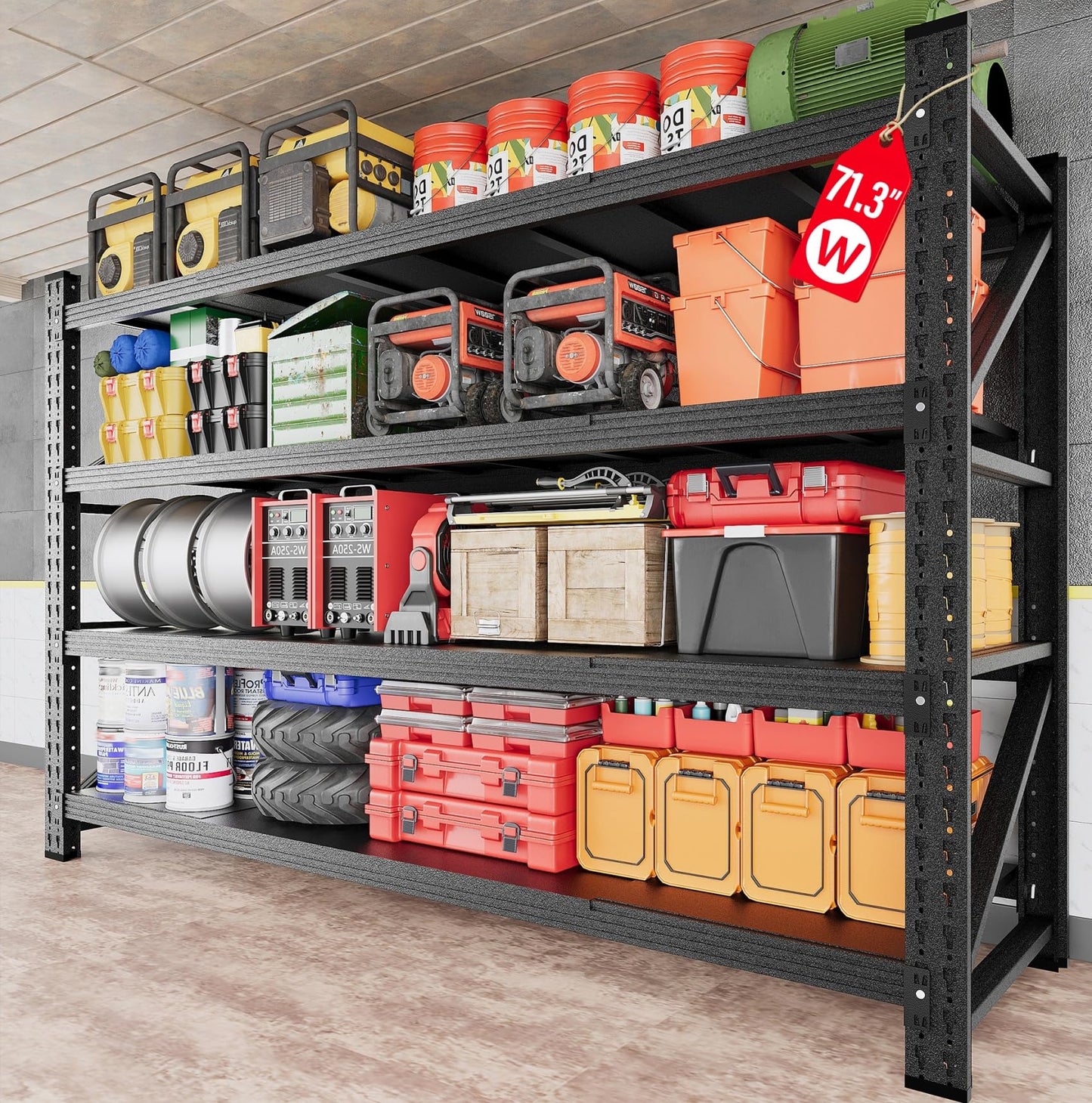 SISESOL 71.3" Heavy Duty Garage Shelving Unit - 5000lbs Capacity