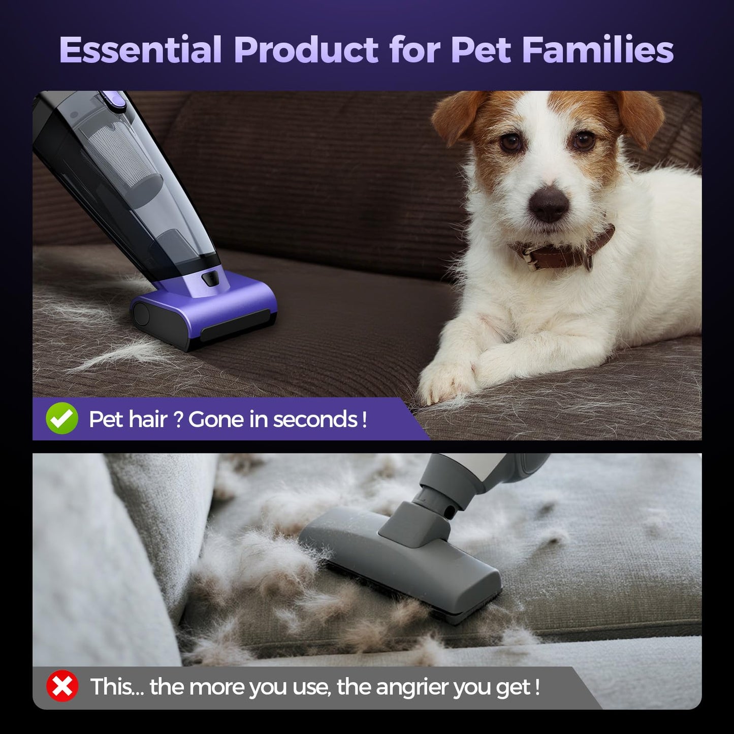 RELIDOL Pet Hair Handheld Vacuum Cordless - 20000PA Power