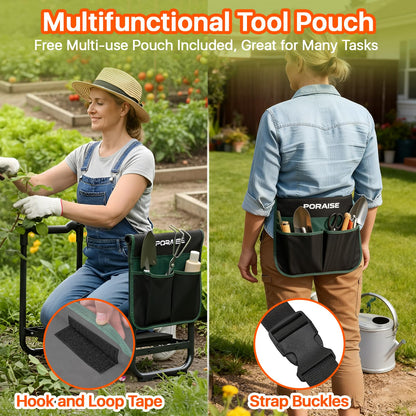 PORAISE Garden Kneeler and Seat with Tool Pouches