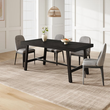 GarveeHome Industrial Dining Table for 4-6 People, 63" Long Large Kitchen Table with Sturdy Metal Frame, Rectangular Counter for Dinner, Kitchen, Dining Room (Black, 63" Non-extendable)