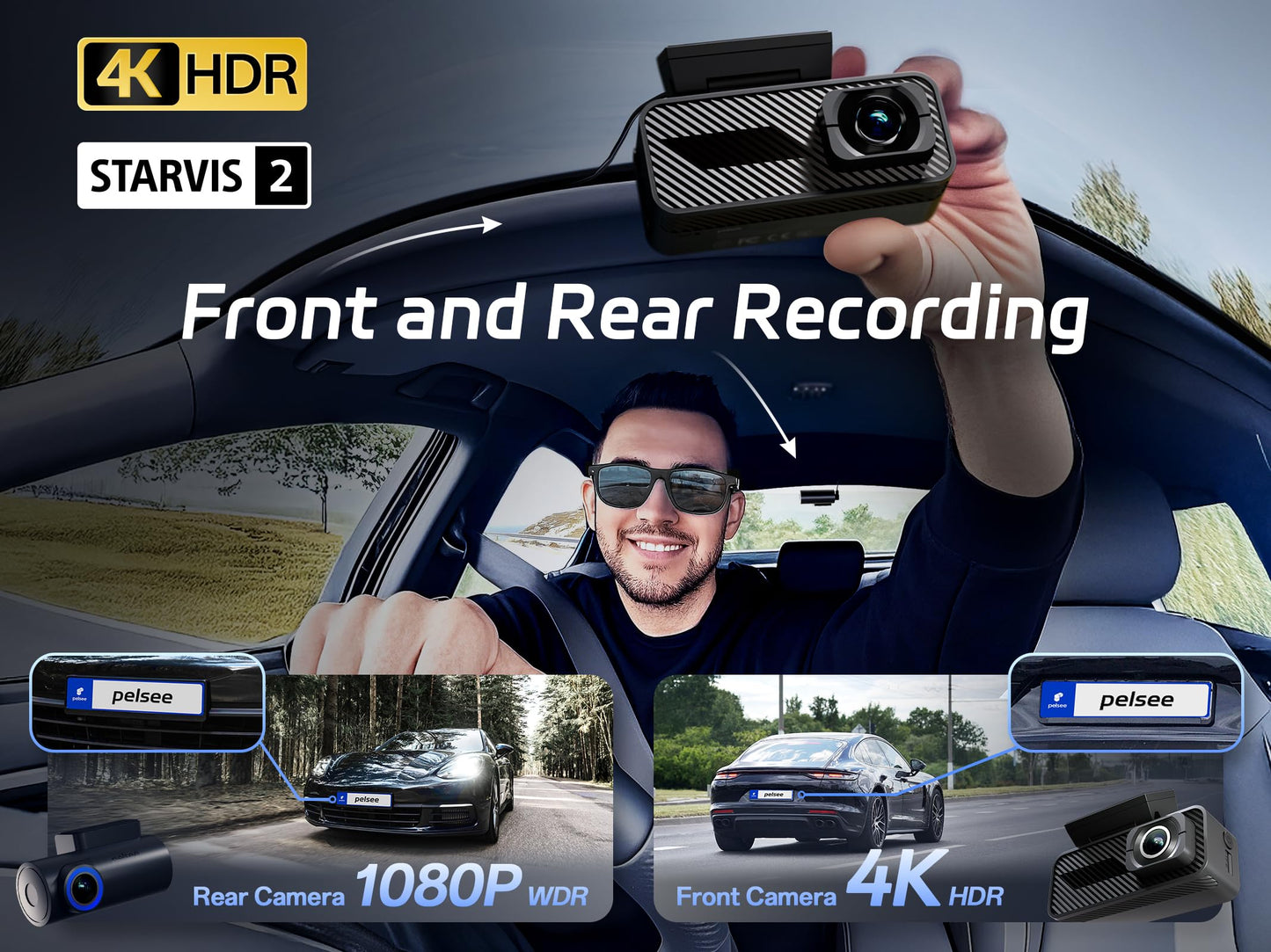 PELSEE P1 Pro 4K Dual Dash Cam with Night Vision & GPS