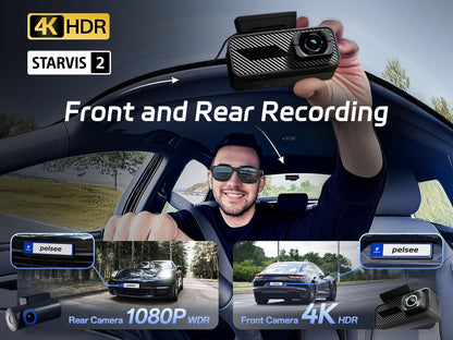PELSEE P1 Pro 4K Dual Dash Cam with Night Vision & GPS