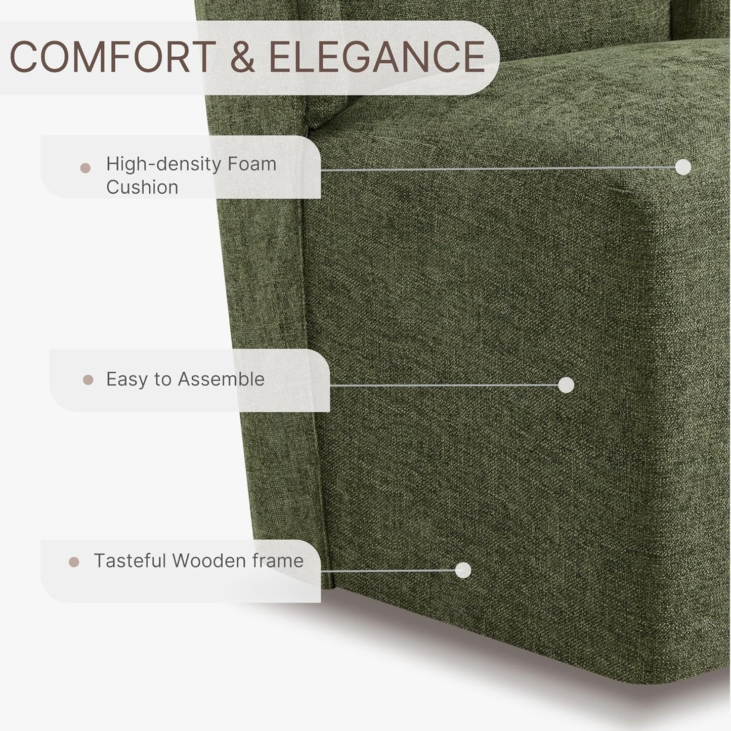 KISLOT Upholstered Dining Chairs Set of 4 with Casters, Wingback Modern Side Armless Deskchair with Rollers for Diningroom Bedroom Livingroom Reading Room, Green Fabric