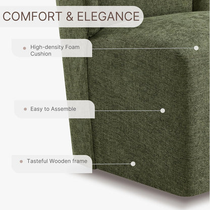 KISLOT Upholstered Dining Chairs Set of 4 with Casters, Wingback Modern Side Armless Deskchair with Rollers for Diningroom Bedroom Livingroom Reading Room, Green Fabric