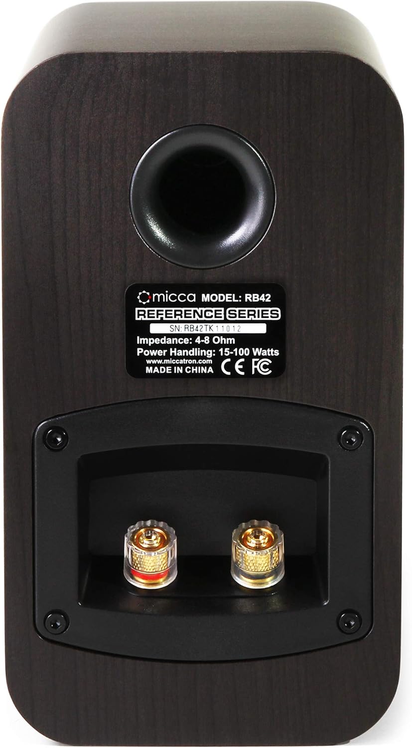 Micca RB42 Reference Bookshelf Speaker with 4-Inch Woofer and Silk Tweeter (Dark Walnut, Pair)