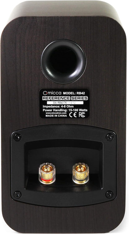 Micca RB42 Reference Bookshelf Speaker with 4-Inch Woofer and Silk Tweeter (Dark Walnut, Pair)