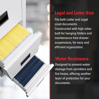 FireKing Turtle Vertical 4 Drawer Legal and Letter Fire Safe File Cabinet with Key Lock, 1 Hour Fire Rated, UL Rated & Water Resistant Home Safe, Filing Cabinet, Made in The USA, Arctic White