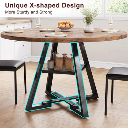 Jocoevol 51'' Round Dining Table for 6,Kitchen Dining Room Circle Dinner Pedestal Table,Space Saving Wood Kitchen & Dining Room Furniture (Vintage, 51In)