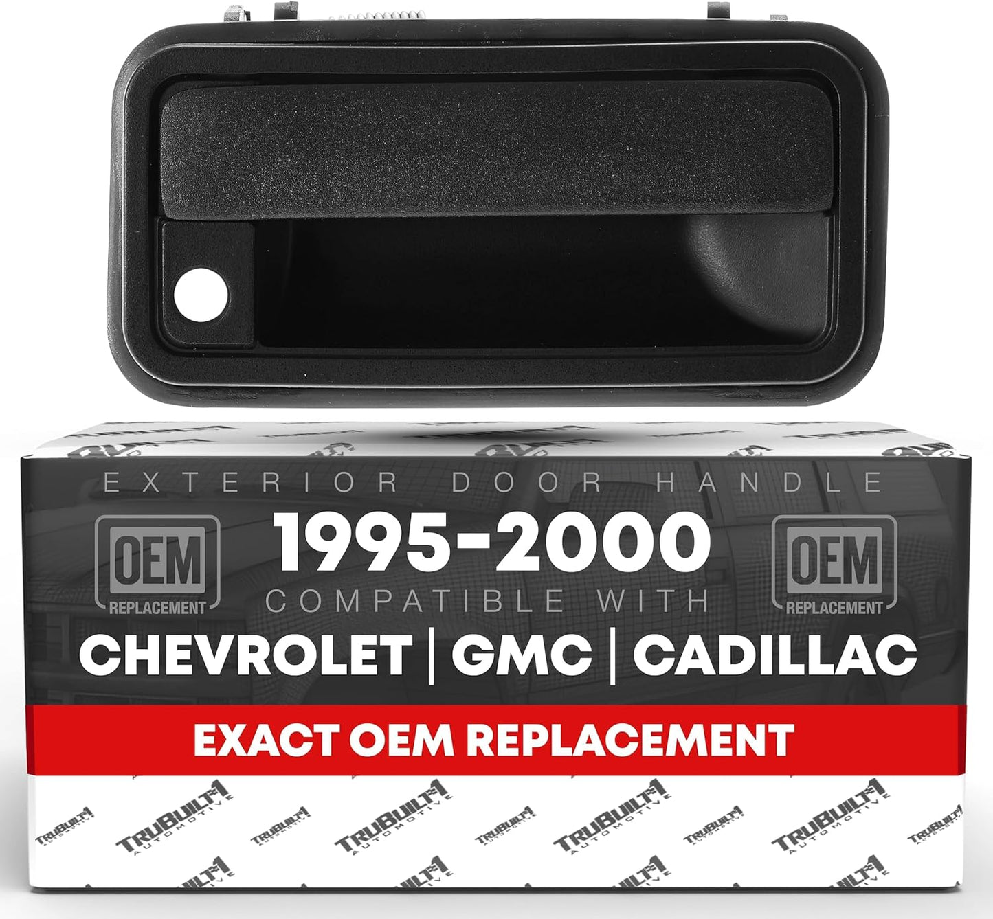 T1A Exterior Front Passenger Door Handle, Upgraded Metal - Compatible with 1995-2000 Chevrolet, GMC C/K 1500 2500 3500 Suburban Tahoe Yukon; 1999-2000 Cadillac Escalade - Textured Black - OEM 1574223