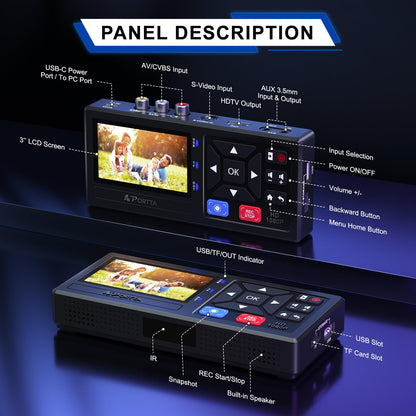 PORTTA VHS to Digital Converter with Remote - Video Recorder
