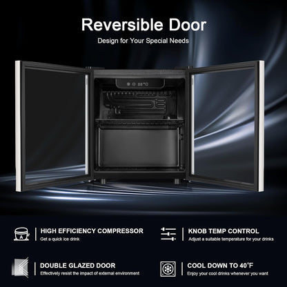 Antarctic Star 48 Can Beverage Refrigerator,12 Bottle Wine Cooler with Stainless Steel Glass Door, Digital Temperature Display,Electronic Temperature Control, Silver