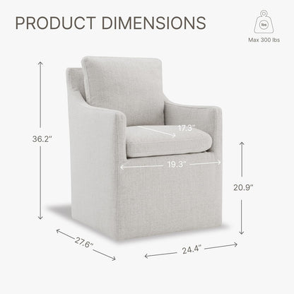 KISLOT Upholstered Dining Chairs with Casters, No Assembly Modern Accent Armchair with Rollers for Dining Room, Bedroom, Living Room, Reading Room, Already Assembled, Linen, 2 Box