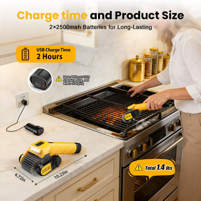 QIMEDO 5000mAh Electric Rotary Grill Brush - 800RPM Cordless