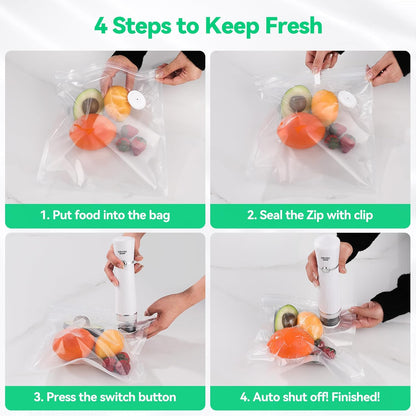 Compact Vacuum Sealer for Food, ORMEO HOME Powerful Handheld Vacuum Sealer Machine, Seal Meal Saver, Portable Food Sealer (Vacuum Sealer Machine + 30 Reusable Vacuum Bags)