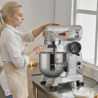 VEVOR Commercial Food Mixer, 15Qt Capacity with Timer, 500W Stainless Bowl Durable Electric Mixer for Commercial Use, 3 Speed Options 113/184/341 RPM, Includes Dough Hook & Whisk