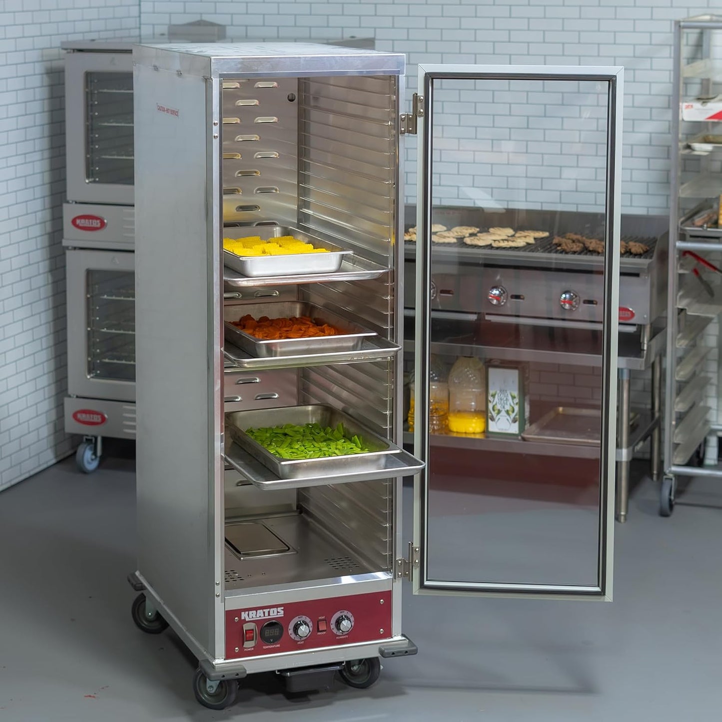 Kratos Full Size Commercial Non-Insulated Holding and Proofing Cabinet, Holds 36 Full Size Sheet Pans, Mobile, Clear Door, 120V, 1440W (28W-152)