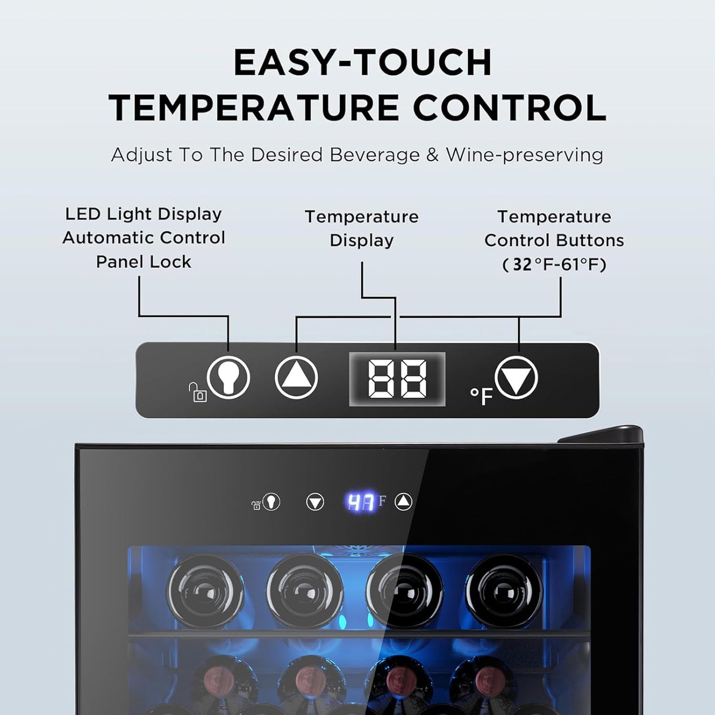 Electactic 37 Bottle Wine Fridge,Freestanding 145 Can Beverage Refrigerator with Smart Temperature Control .4.5 CU FT Quiet Mini Fridge with Child Lock Panel for Family Restaurant Bar, Black