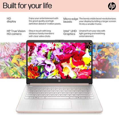 HP Flagship 14" Laptop Computer for 2026 Student Business, Win 11 Pro, Copilot AI, Intel CPU Up to 2.8GHz, 8GB RAM, 628GB Storage (128GB SSD+500GB Ext), Wi-Fi 6, HubxcelAccessory, MS Office, Rose Gold