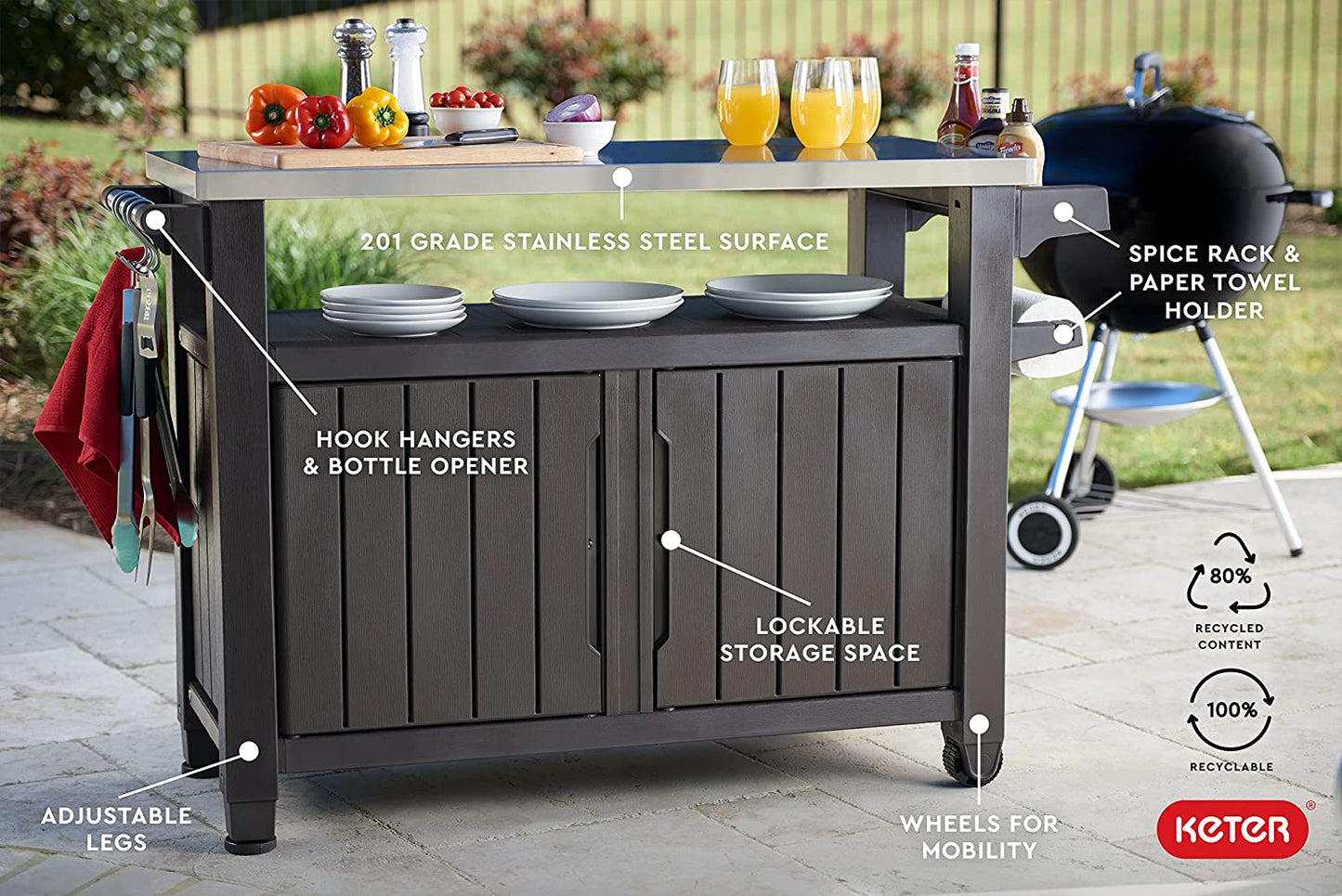 Keter Unity XL Portable Outdoor Table and Storage