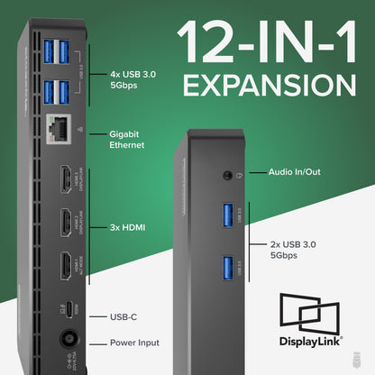 PLUGABLE USB C Triple Display Docking Station - 100W PD, 3x HDMI