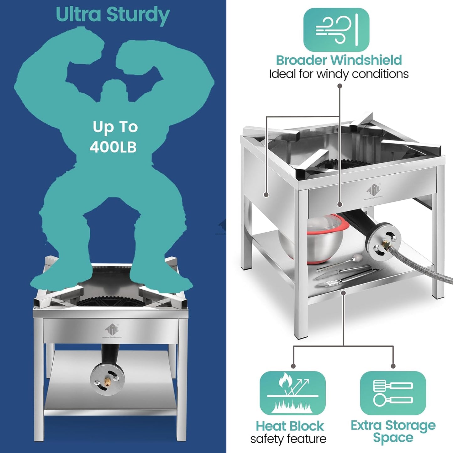 ARC 100QT Stainless Steel Seafood Boil Pot with 200,000BTU Propane Burner, w/Basket for Outdoor Deep Fryer-Large Cooking Pot for Turkey Fryer Crab Crawfish Shrimp Lobster Boiling Stock Pot