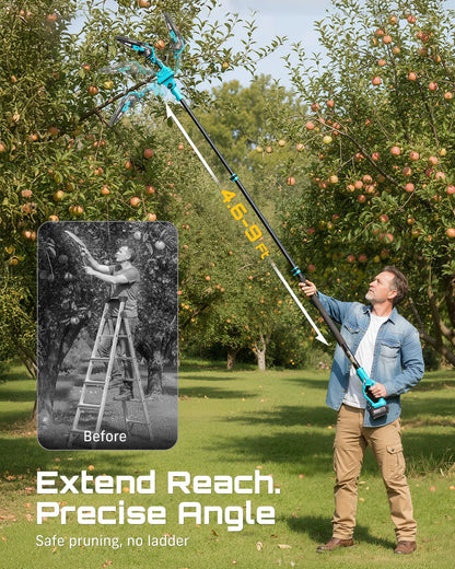 SEESII 2-in-1 Electric Pole Saw with Battery for Tree Trimming