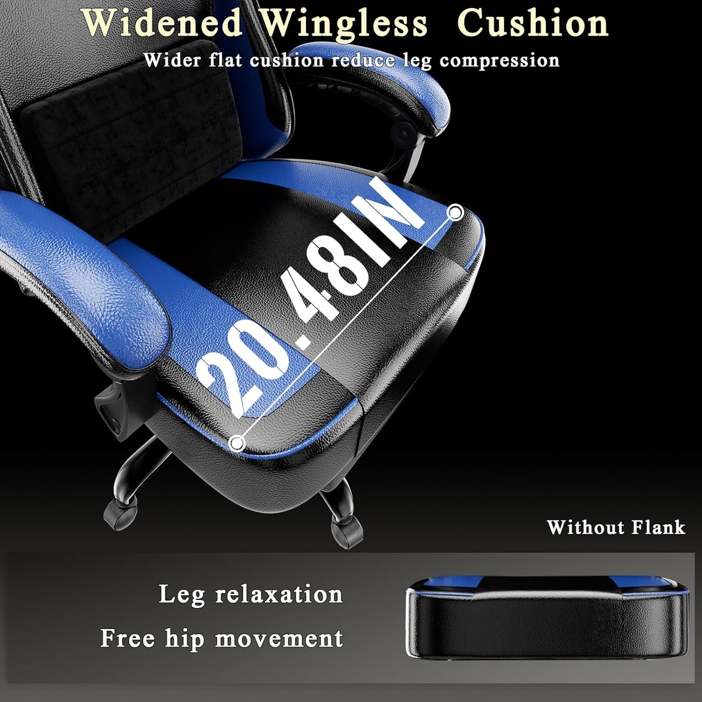 Gaming Chair with Pocket Spring Cushion and Footrest, Ergonomic Computer Chair for Adults, Breathable PU Leather Game Chair